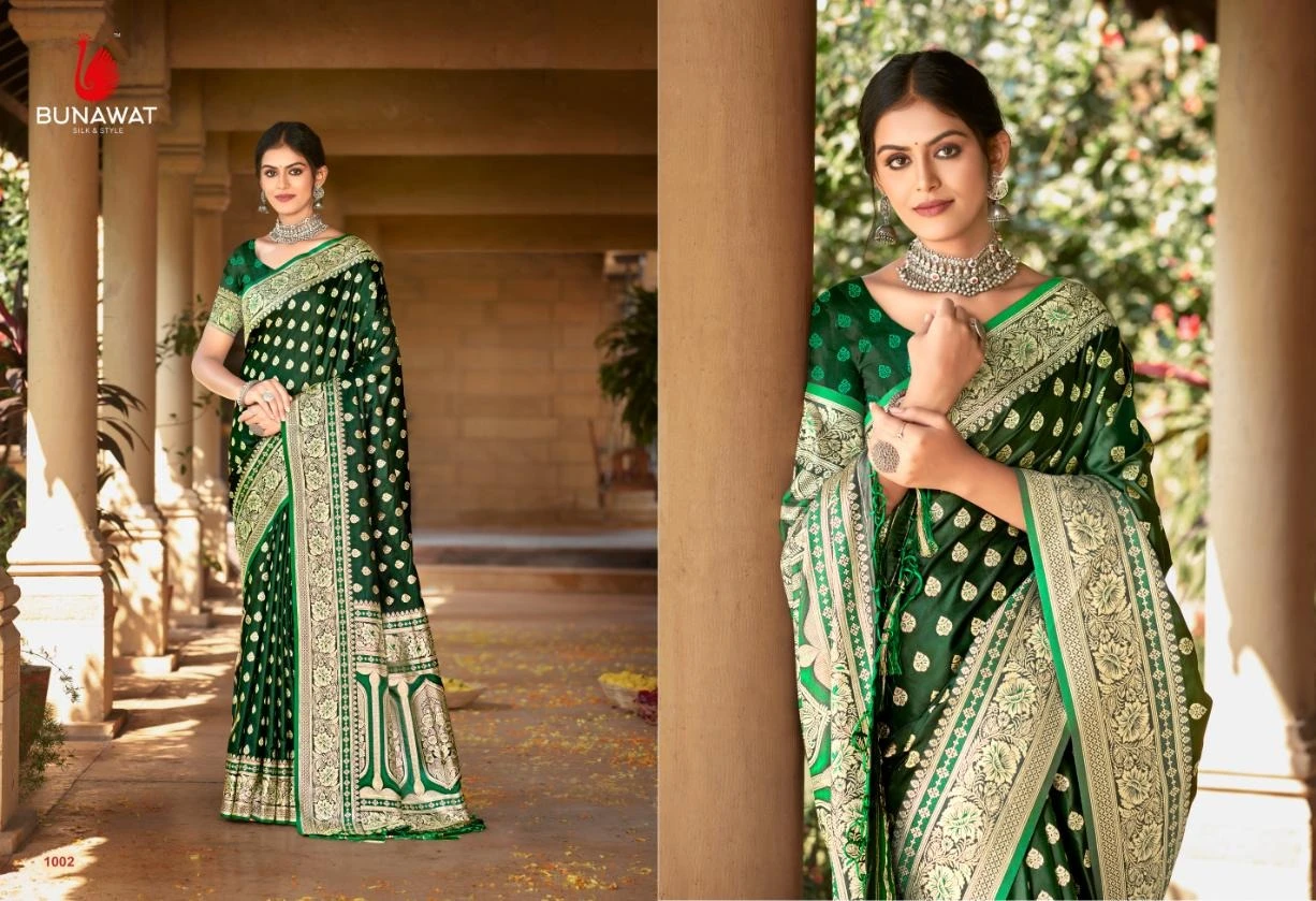 Bunawat Akshat Satin Silk Wholesale Sarees Catalog — Wholesale Sarees, MPA wholesale from Surat — view 4